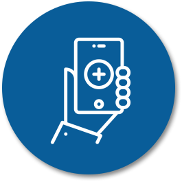 icon of a hand holding a phone with app