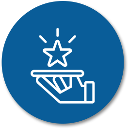 icon of a hand holding a tray with a star on it