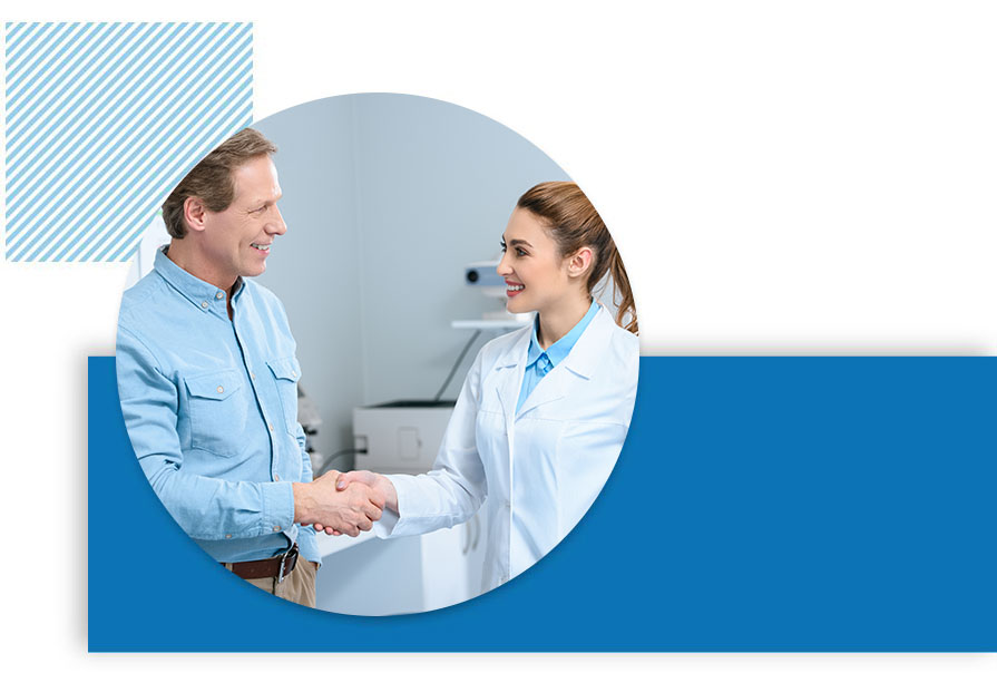 a doctor and a patient shaking hands